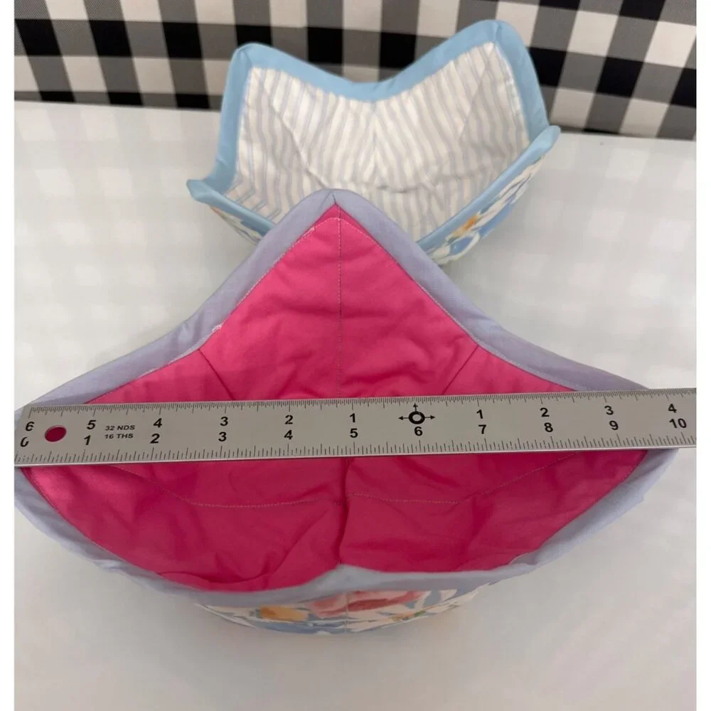 Handmade FLORAL PRINT Microwave Safe Bowl‎ Cozy Reversible Quilted Cozie Medium